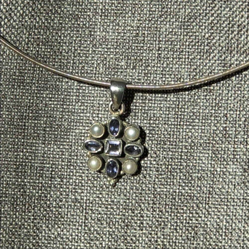 Vintage Pearl & Amethyst Sterling Silver Pendant